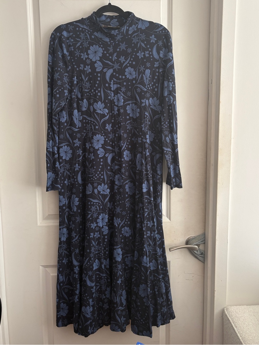 LOFT Winter Floral Celestial Snowflake Stretch Knit Midi Dress XLP XL Petite
